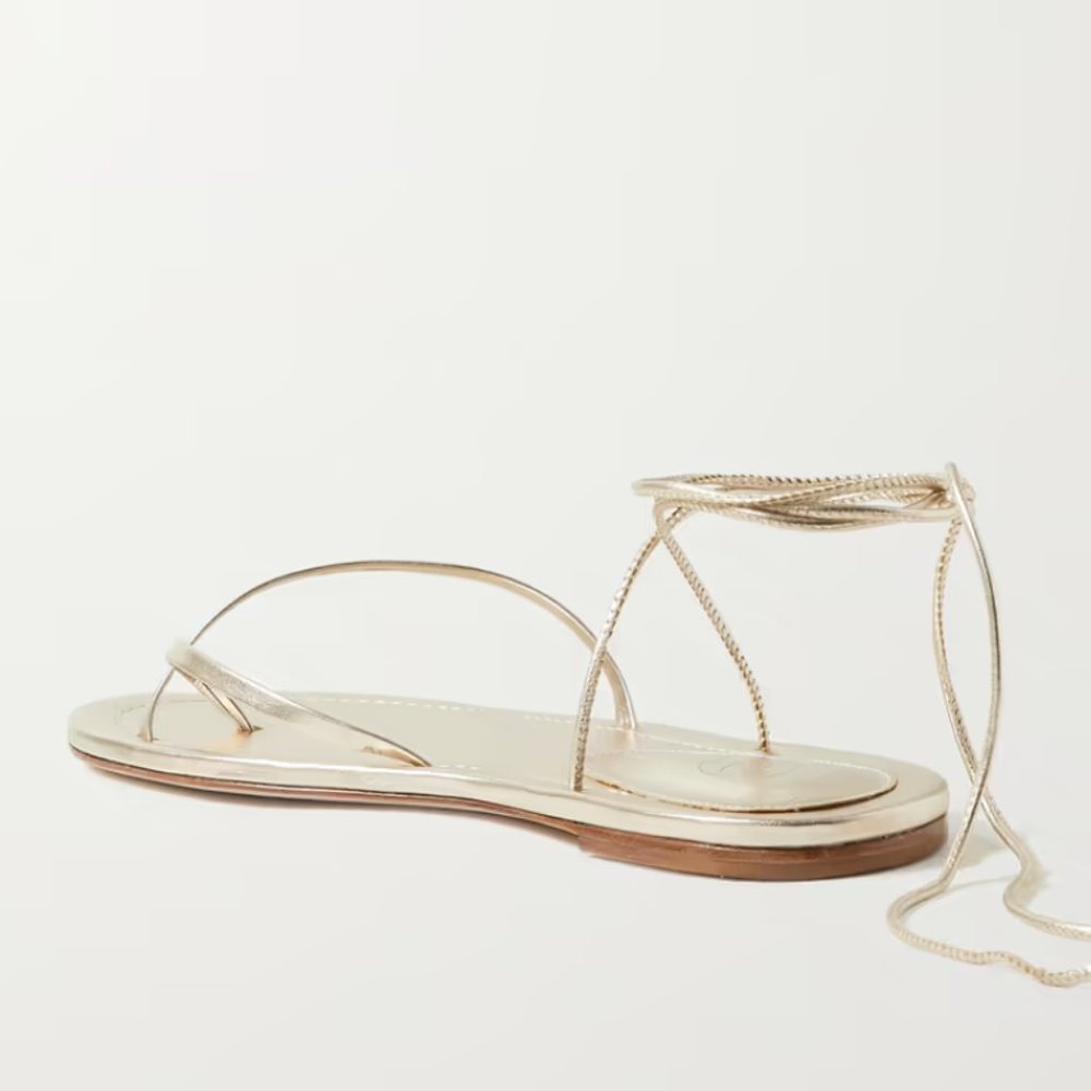 Porte & Paire Gold Metallic Leather Sandals Sz 39.5 Excellent Condition